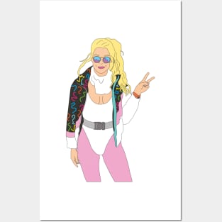 blonde skii girl vintage ski suit sunglasses skiing 80's Posters and Art